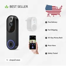 Smart Wireless Video Doorbell with Superior Night Vision & Two-Way Communication
