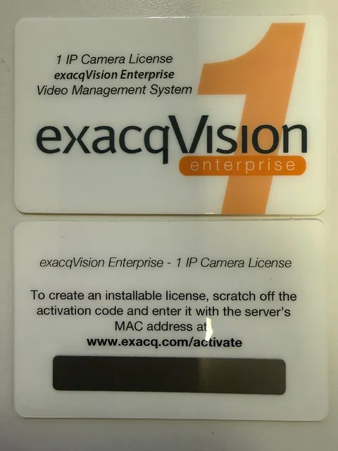 ACEVENIP01-01 -Activation card with one ExacqVision ENTERPRISE IP Camera License