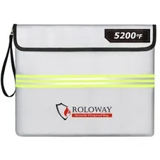 14x11 Inch Silver Fireproof Document Bag 5200 Aluminum Foil Layer Zipper