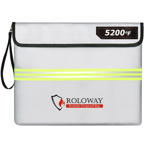 14x11 Inch Silver Fireproof Document Bag 5200 Aluminum Foil Layer Zipper