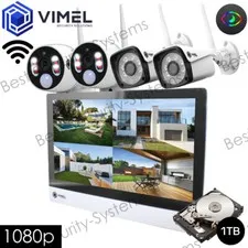 Wireless Surveillance Home 1TB NVR Display System IP Cameras Thermal Sensor 