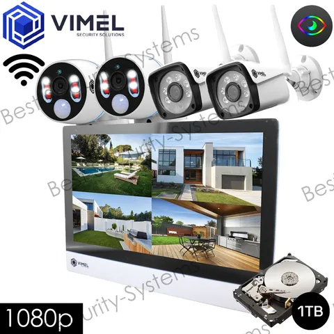 Wireless Surveillance Home 1TB NVR Display System IP Cameras Thermal Sensor 