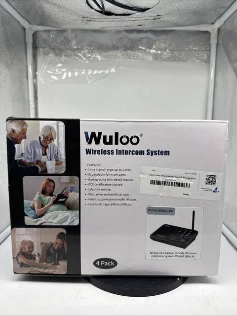 Wuloo 4 pack Wireless Intercom System 10 Channel 3 Code, 5280ft, W666-P4 Black