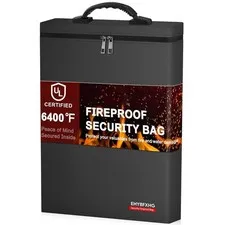 Fireproof Document Bag, Upgrade 6400℉Material Fireproof Money Bag with 2 Pock...