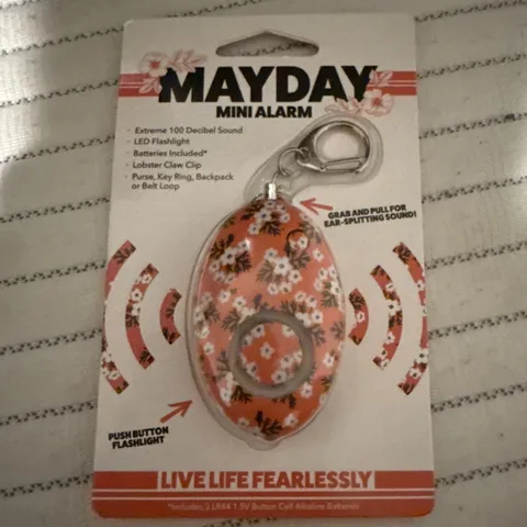 NEW MayDay Mini Alarm Emergency Personal Safety 100 Decibels LED Keyring Orange