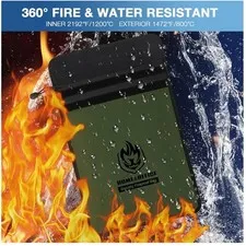 Upgraded Fireproof Bag with Two Pockets, Waterproof Zipper