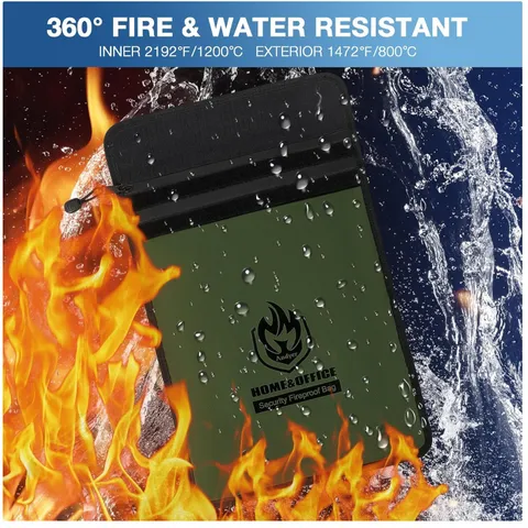 Upgraded Fireproof Bag with Two Pockets, Waterproof Zipper