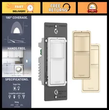 600W Motion Sensor Light Switch - 180° Coverage, Auto On/Off, Single Pole, White