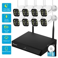 5MP WiFi Surveillance 10CH 1TB NVR Security Camera Two‑way Audio Outdoor