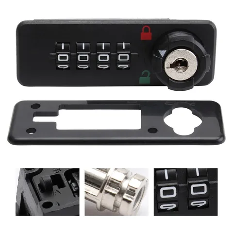 4 Digit ABS Mechanical Combination Lock Black Password Lock for Cabinet Mailbox