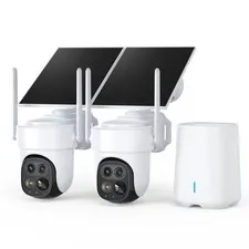 PIOJER Solar Security Cameras Wireless Outdoor 2-Pack with NVR, 2-Cam-Kit