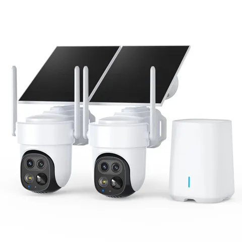 PIOJER Solar Security Cameras Wireless Outdoor 2-Pack with NVR, 2-Cam-Kit