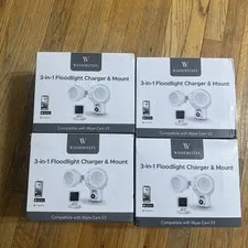 4 lot Wasserstein 3-in-1 Floodlight Charger Mount Wyze Cam V3 1500 Lumens White