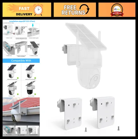 2-Pack Gutter Mount for Solar Security Cameras - Outdoor Wireless Installation,