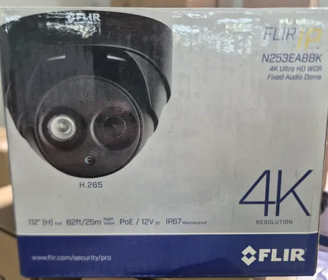 FLIR N253EA8BK 4K 8MP PoE WDR Night Vision Built-In Mic Dome Black