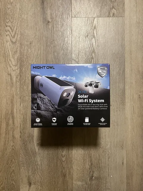 Night Owl 2K 64GB Hub Recorder Security System w/ 3 Battery Solar Cameras
