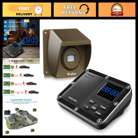 Long Range Wireless Driveway Alarm System - 1800ft Motion Sensor Alert, Recharge