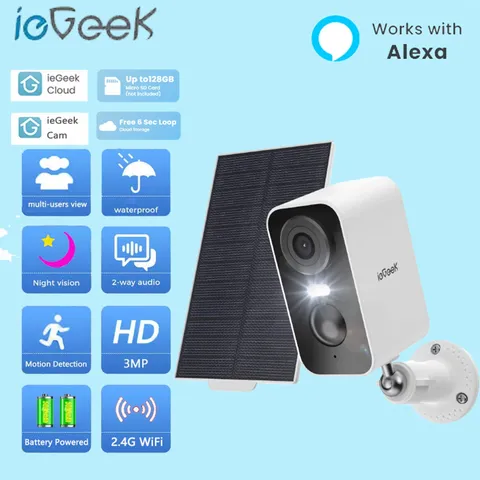 ieGeek 2K WiFi Solar Security Cameras Wireless Outdoor Home Battery CCTV System