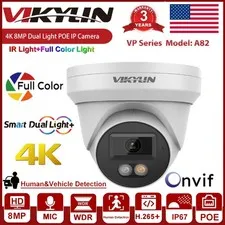 Vikylin 4K 8MP PoE IP Camera Outdoor Audio Dual light Full Color+IR Onvif NDAA