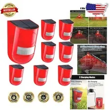 Motion Sensor Alarm 8 Pack - Solar Powered, Loud Siren, LED Flash, Versatile