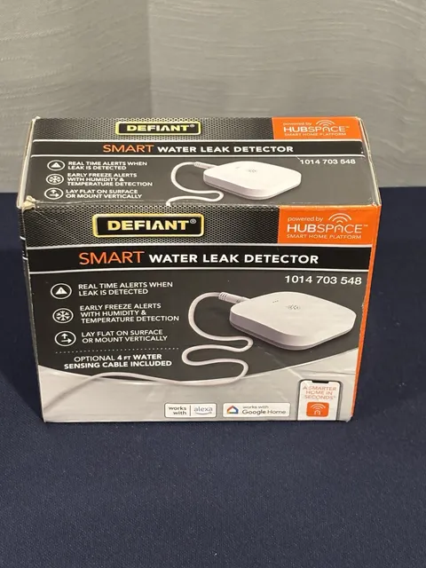 Defiant Smart Water Leak Detector SWLZ20BWB Hubspace Alexa Google, New, Open Box