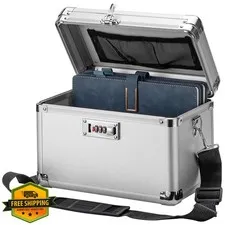 LOCKCURX Large Lock Box Silver Combination Security Case 11.2"