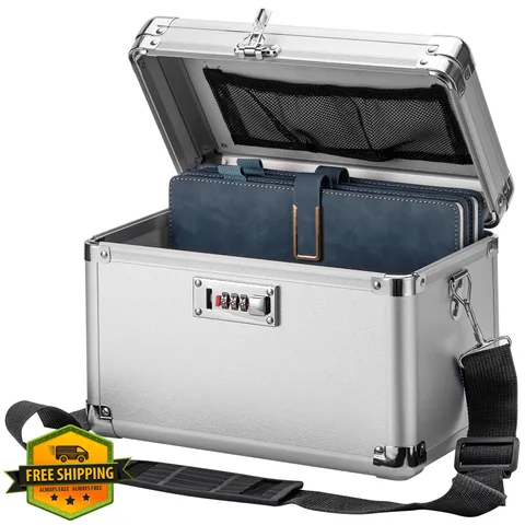 LOCKCURX Large Lock Box Silver Combination Security Case 11.2"