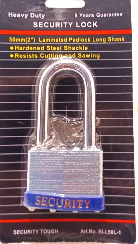 LOCK 50 mm 2" Padlock - 2 keys long shank padlocks 2" shank