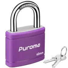Puroma Keyed Padlock, 7/8" Locker Lock 40mm Heavy-Duty for Gate Fence Hasp