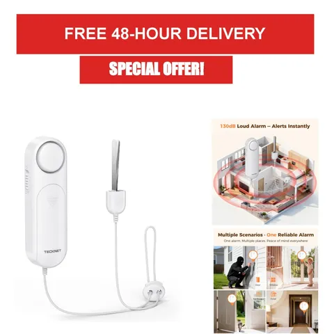 TECKNET Door Alarm 130dB Portable Security Device for Home & Travel