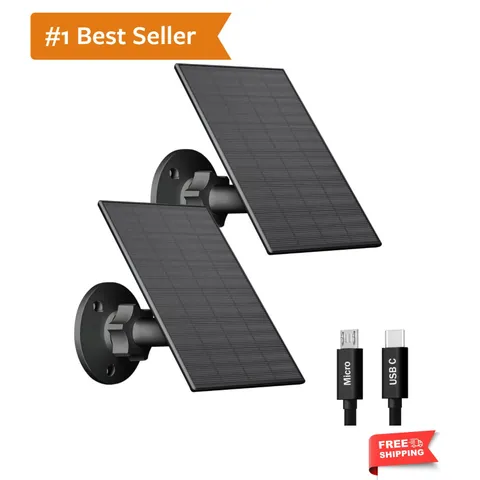 2W Solar Panel for Security Camera Outdoor, USB/USB-C Charger with  Waterproo...