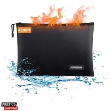 Fireproof Document Bags,14.2”x 10.0”Waterproof and Fireproof Money Bag with A...