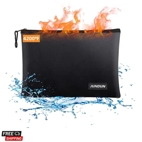 Fireproof Document Bags,14.2”x 10.0”Waterproof and Fireproof Money Bag with A...