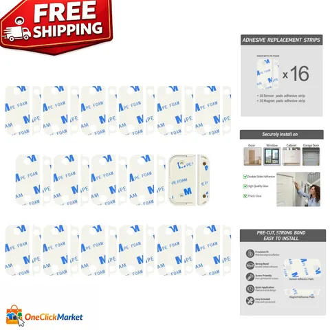 Waterproof 16PC Adhesive Pads for Ring Alarm Sensors - Easy Install, Damage-Free