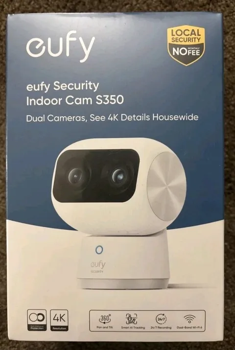 eufy S350 4K Indoor Security Camera Dual Cameras 360° PTZ Baby Monitor 8×Zoom