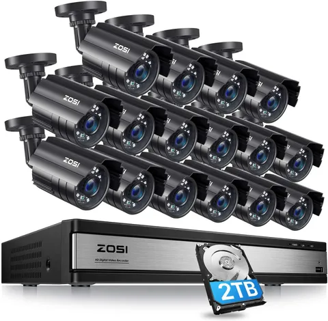 ZOSI  H.265+ 16CH 1080p Surveillance CCTV DVR Security Camera System 2TB