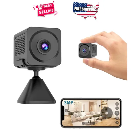 2K Security Camera Wireless Indoor Battery Powered Night Vision Motion Detect...