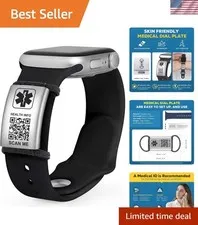 Medical Alert ID Tag for Watch Band Engraved QR Code Watch Safety Plate, Fitn...