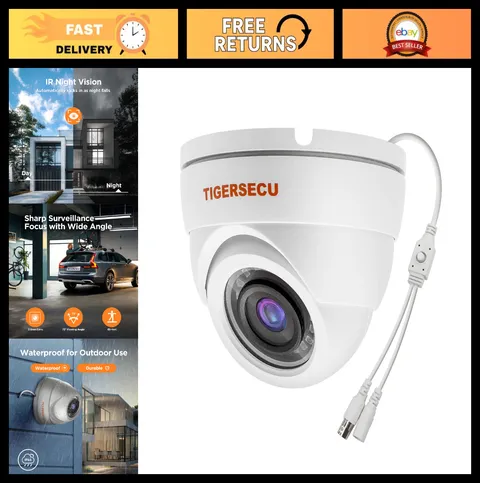 1080P Metal Wide Angle Dome Security Camera - Weatherproof Indoor/Outdoor, 4-in-