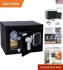 Steel Digital Safe Box - 9.1" x 6.7" x 6.7" | Secure Storage for Cash, Firear...