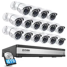 16Channel 5MP POE Home Security Cameras System,8Mp 16CH H.265+ CCTV NVR with 4TB