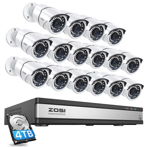 16Channel 5MP POE Home Security Cameras System,8Mp 16CH H.265+ CCTV NVR with 4TB