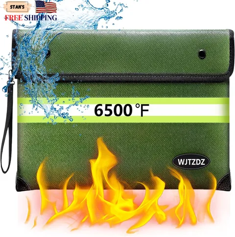 Upgraded Fireproof Money Bag 10 Layers of Heat Insulated Materials 6500F Fi...