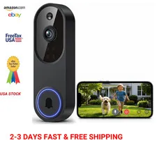 Wireless Video Doorbell Camera 1080p Battery Powered AI Motion Night Vision