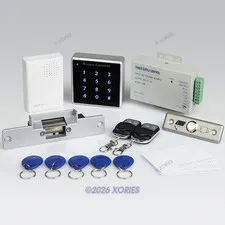 Touch Keypad RFID Door Access Control Kit+Strike Lock +2Remote Controls+Doorbell
