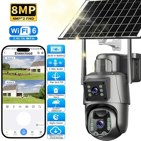 4K Solar Security Camera Wireless Outdoor WiFi Night Vision PIR Surveillance lot