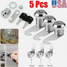 5Pcs 20/25/30mm Cam Lock Door Barrel Drawer Cabinet Cupboard Mail Box Locker US