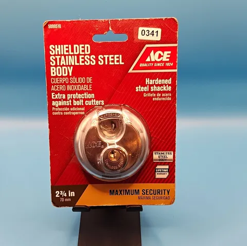 ACE Shielded Stainless Steel Body Padlock 2 3/4 in Hardened Shackle