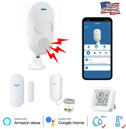 Wi-Fi Home Security Kit : Door Window  Motion Water Sensor  Alexa & Google Home