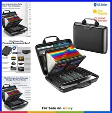 Fireproof Document Box with Lock 16 Inch Hard Case Portable File Organizer 13